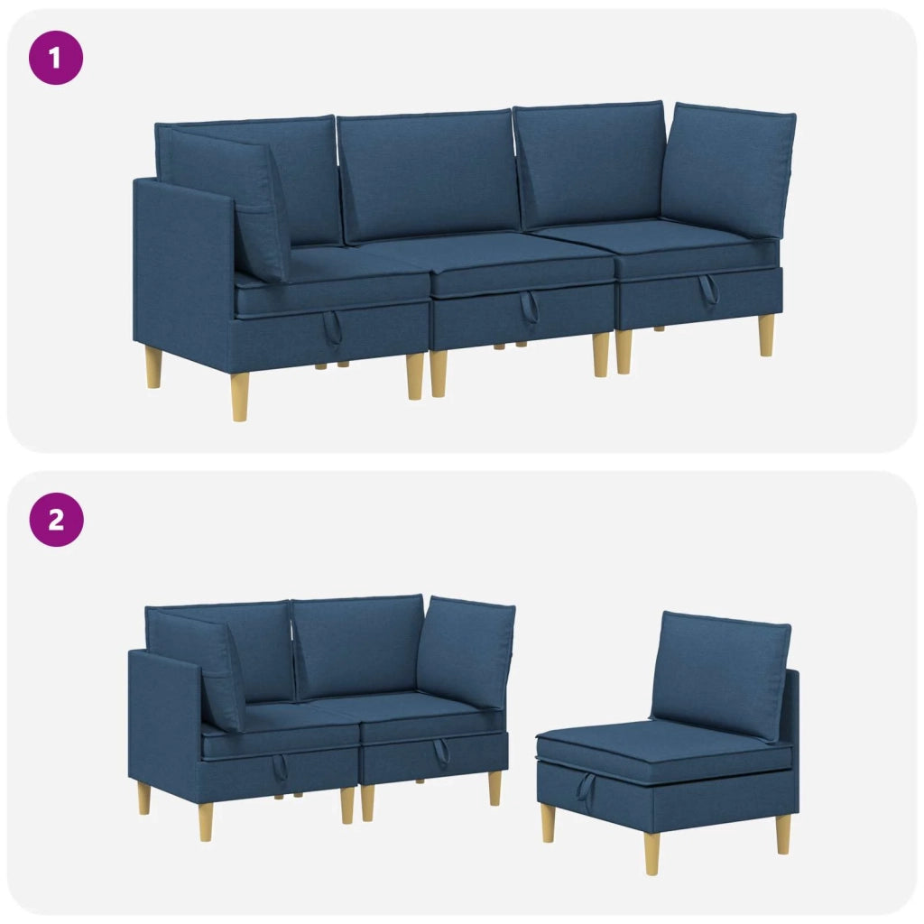 Set di mobili per il soggiorno con cuscino 3 pcs Blu Tessuto 3413713