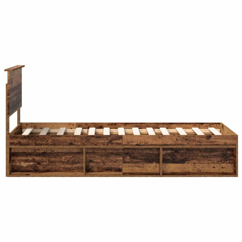 Letto singolo | Letto per adulti | Struttura del letto Legno vecchio 75 x 190 cm Pino massello