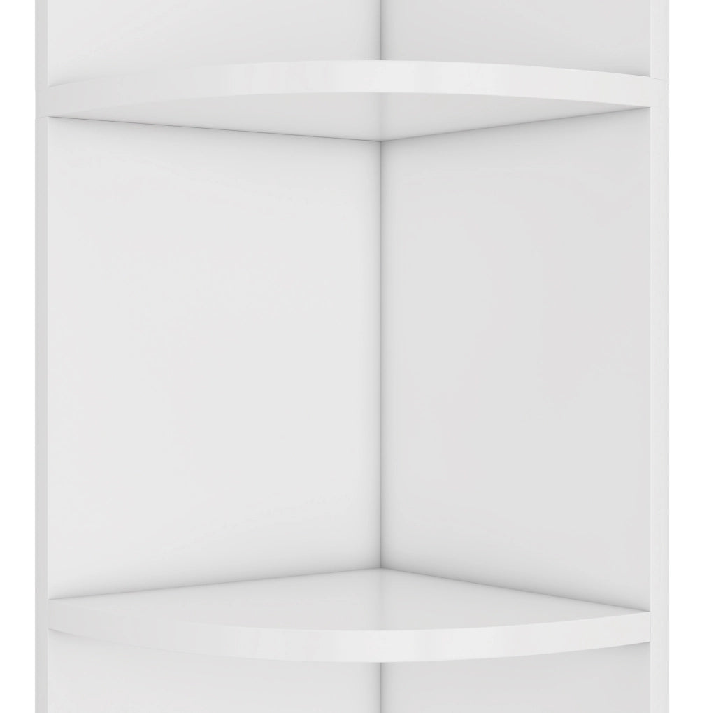 Libreria angolare 42x30x180 cm a 5 ripiani salvaspazio in MDF bianco