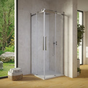 Box doccia angolare 70x100cm due ante scorrevoli  vetro 8mm trasparente profili cromati h195 | Creta