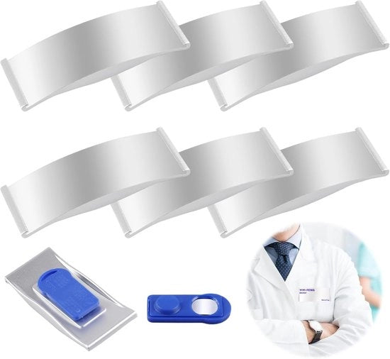 Etichette magnetiche - etichette per abbigliamento - 6 pezzi - argento - 75 x 32 mm