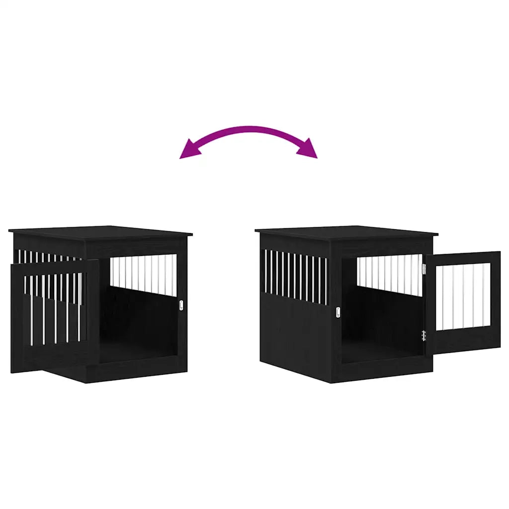 Mobile per cuccia per cani Rovere Nero 64,5x80x71 cm in legno ingegnerizzato CFW1597141