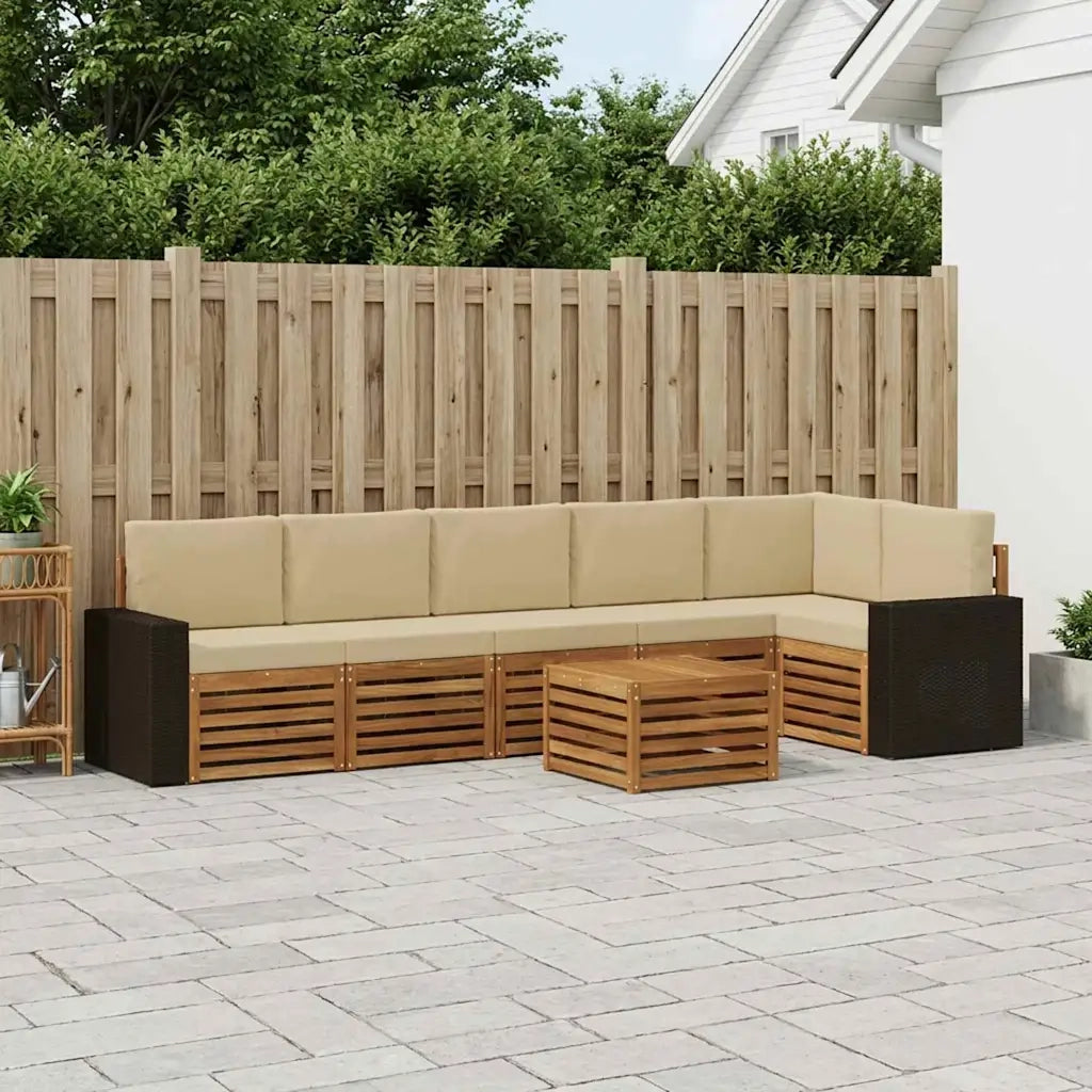 Set divano sezionale con cuscino 7 pcs Naturale e Beige 3384454