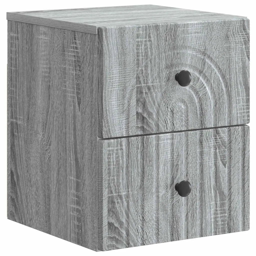 Comodino | Armadio da Notte | Mobiletto da notte a muro Grigio Sonoma 33 x 34,5 x 40 cm