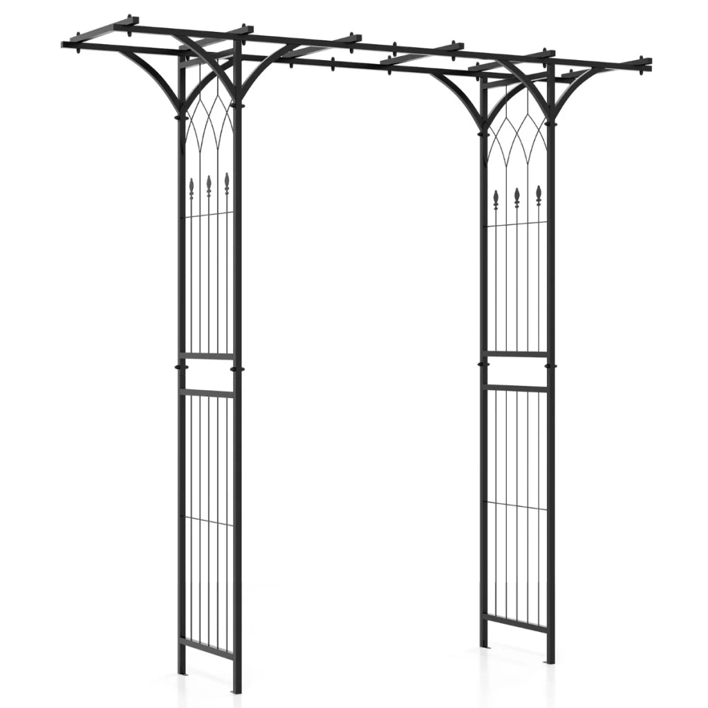 Arco da giardino in metallo verniciato a polvere 208 x 52 x 208 cm per piante rampicanti decorativo ed elegante in nero 20_0017356