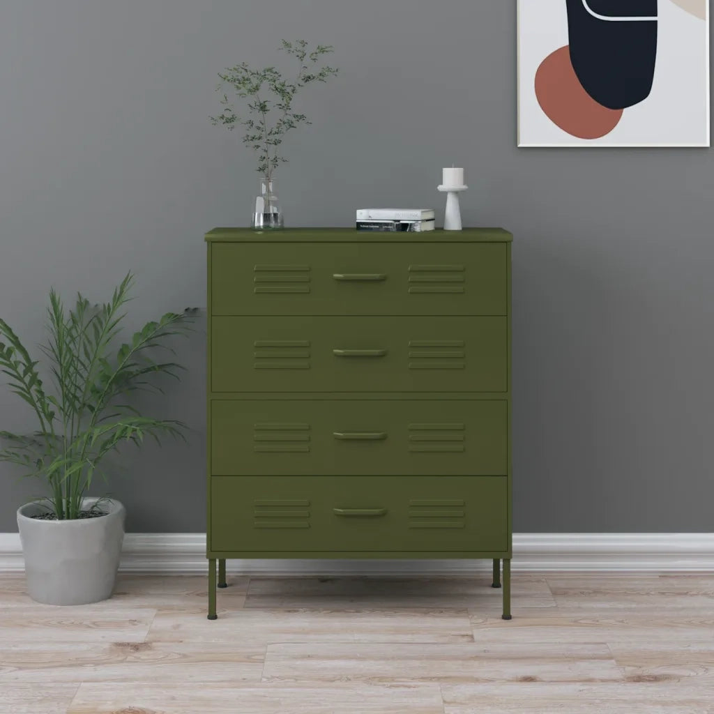 Cassettiera Verde Oliva 80x35x101,5 cm in Acciaio CFW6569136