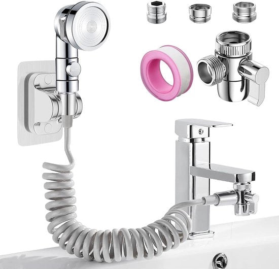 Set di doccia per wc - doccia a mano - 3 modalità - testa di doccia telescopica con 3 gocce - G1/2 - M22 - M24 adattatori di rubinetto - doccia per cani - doccia per capelli - multiuso