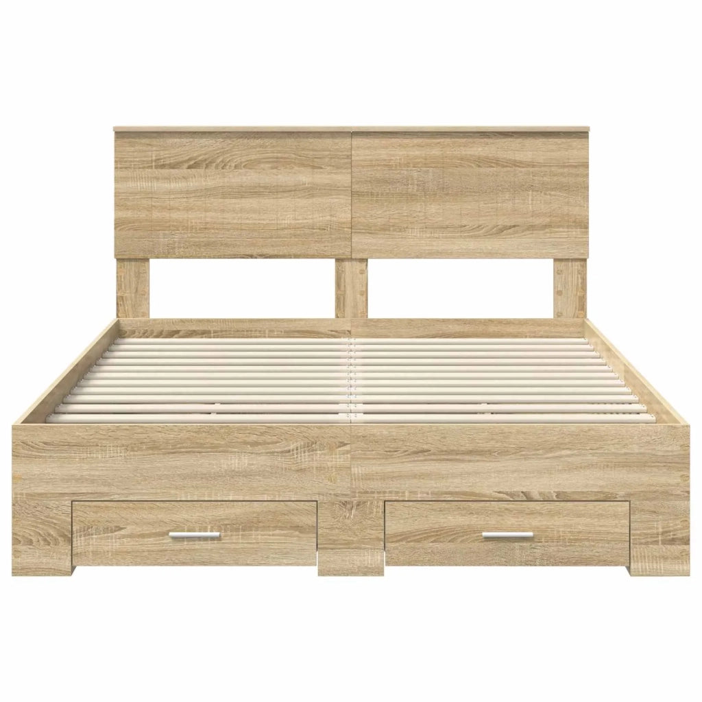 Struttura del letto con testiera-Giroletto con Testiera Rovere Sonoma 135 x 190 cm 466100