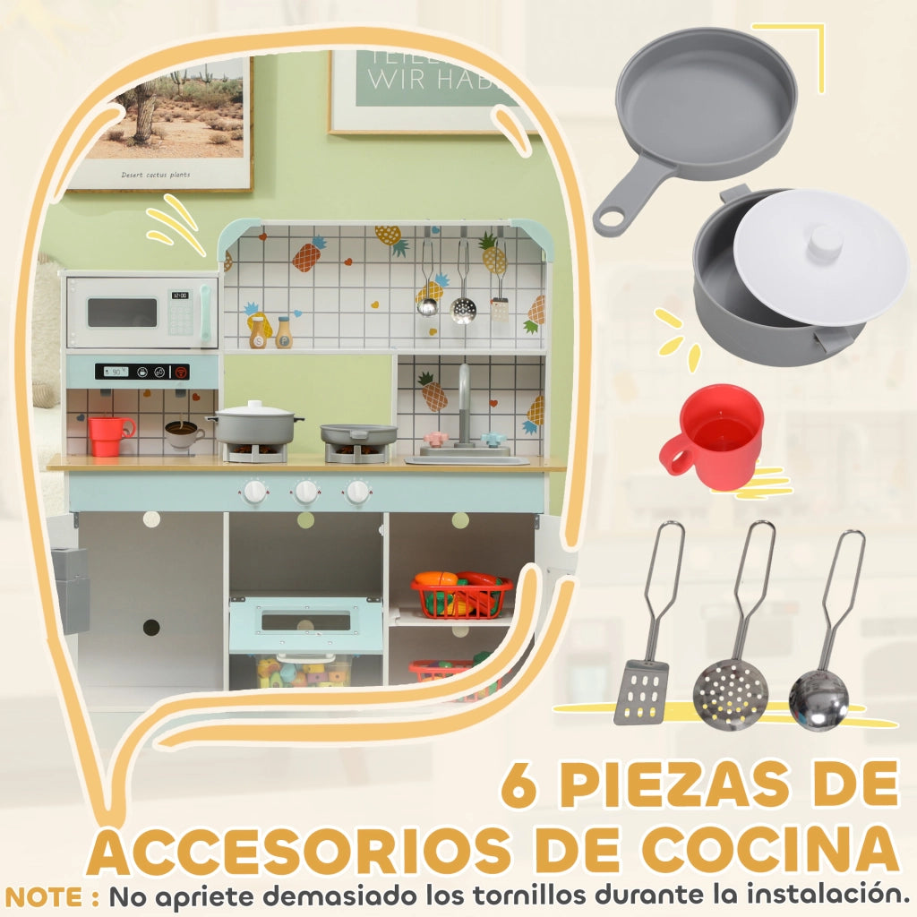 Cucina Giocattolo per Bambini con Suoni Lavello Rubinetto Microonde Macchina Caff¨¨ Ghiaccio ¨C Xylo ¨C Bianco