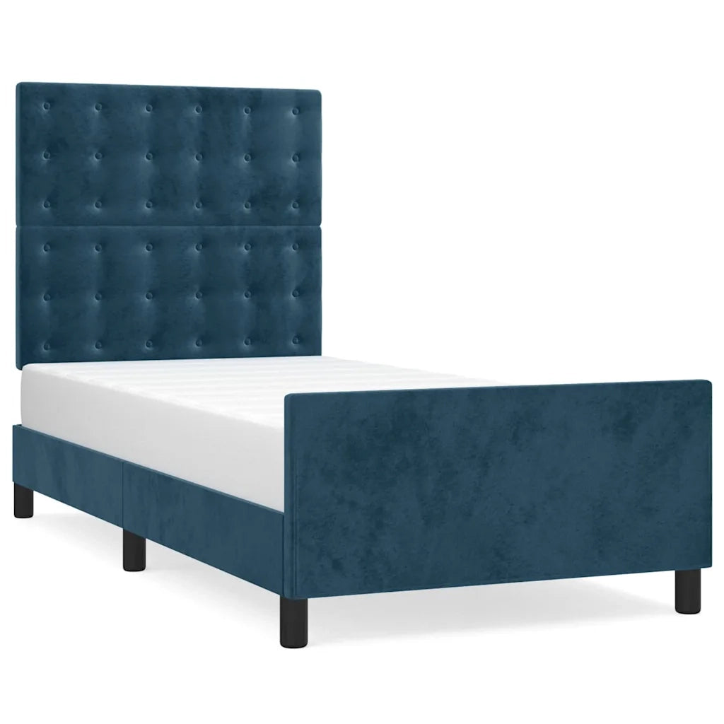 Giroletto senza Materasso-Struttura Letto Blu Scuro 100x200 cm in Velluto 499966