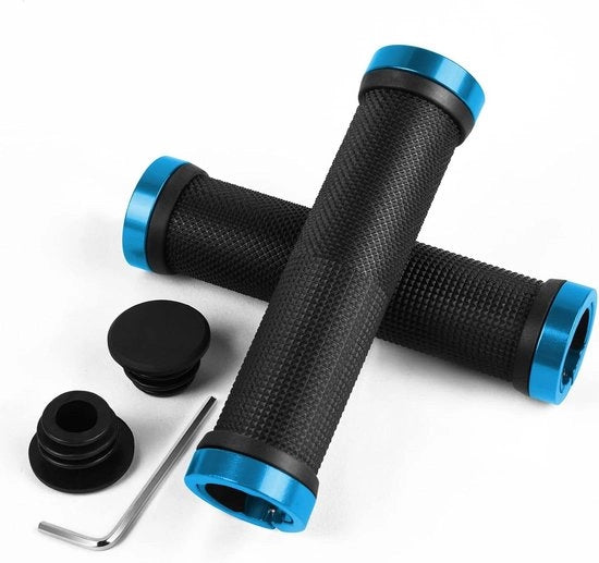 Manubri Ergonomici per Bicicletta con Gomme Antiscivolo - Blu - Inclusi Cappucci Terminali e Chiave a Llave - Adatto per il 90% delle Biciclette
