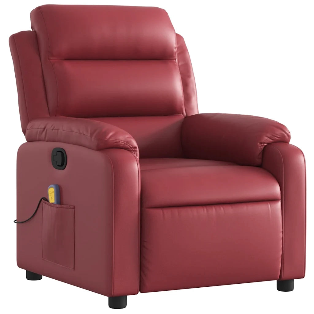 Poltrona Massaggiante Reclinabile Rosso vino in Similpelle 373497