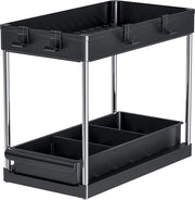 Organizzatore sotto il lavandino, piastra per utensili da cucina, organizzatore del mobile, cassetti estensibili 39,5 x 22 x 35 cm (nero)