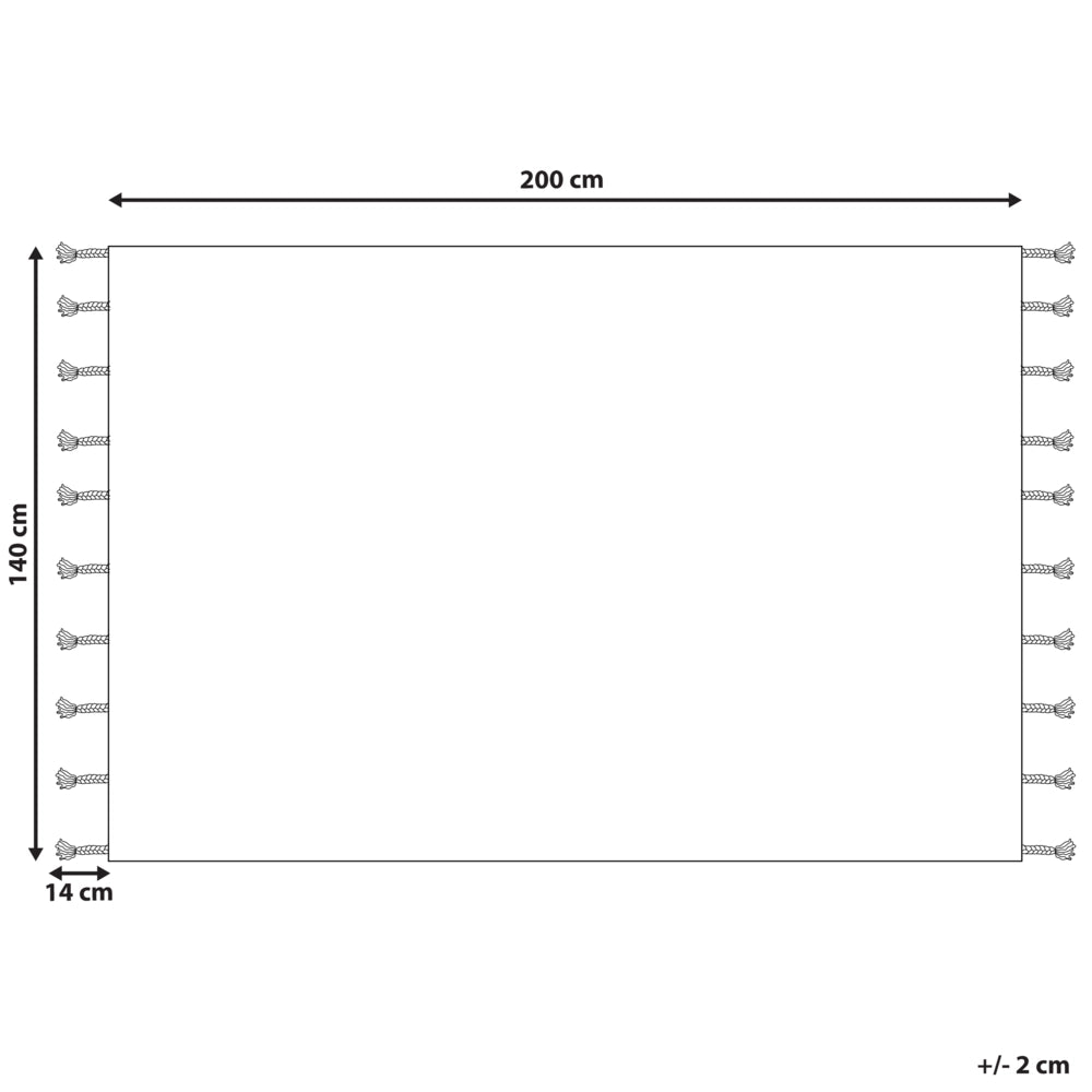 Tappeto cotone bianco sporco e nero 140 x 200 cm moderno orientale tribale nappe motivo geometrico