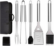 Set di accessori per barbecue a 7 pezzi - Accessori barbecue in acciaio inossidabile - Inclusa tasca portatile