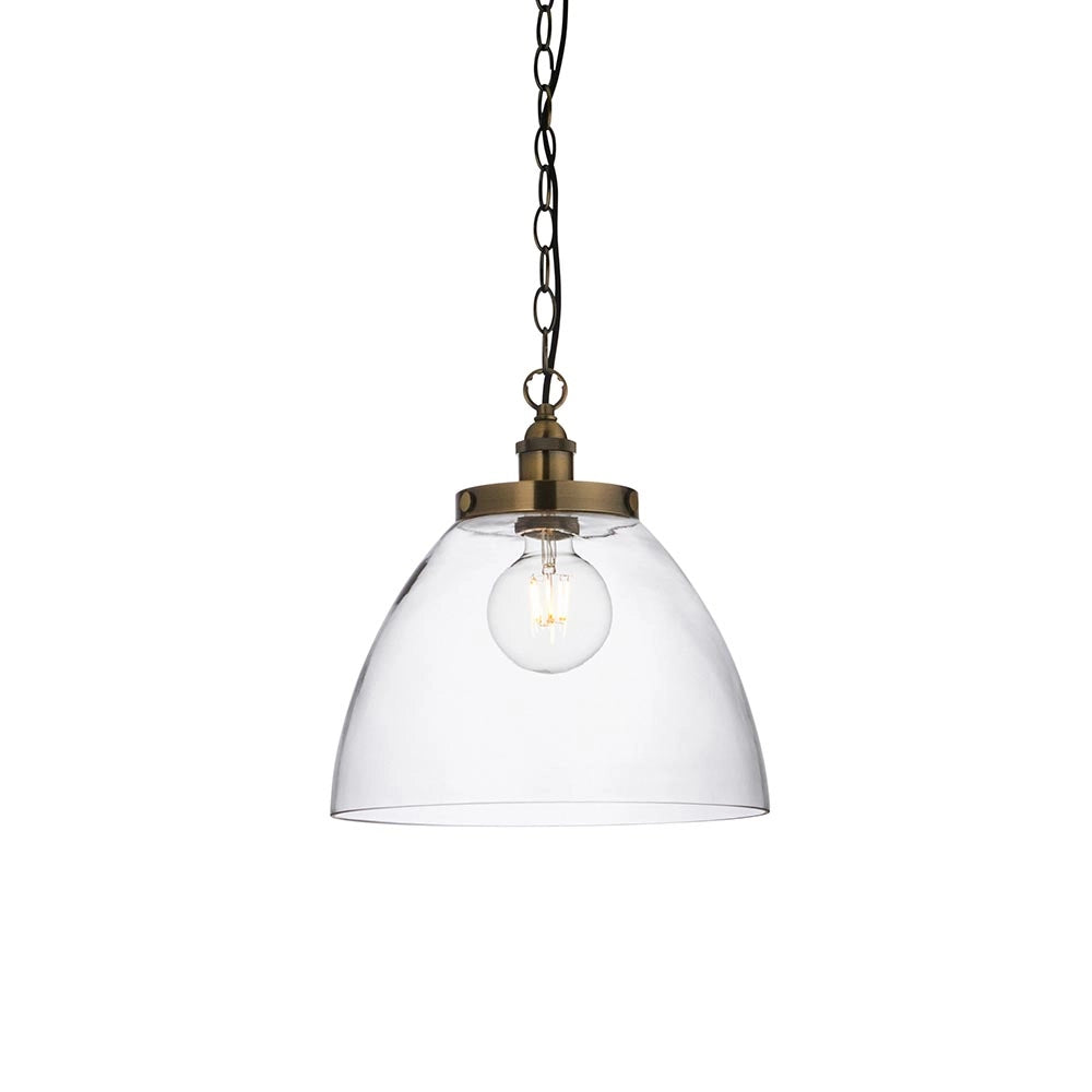 Lampada a sospensione industriale ottone antico E27 Endon