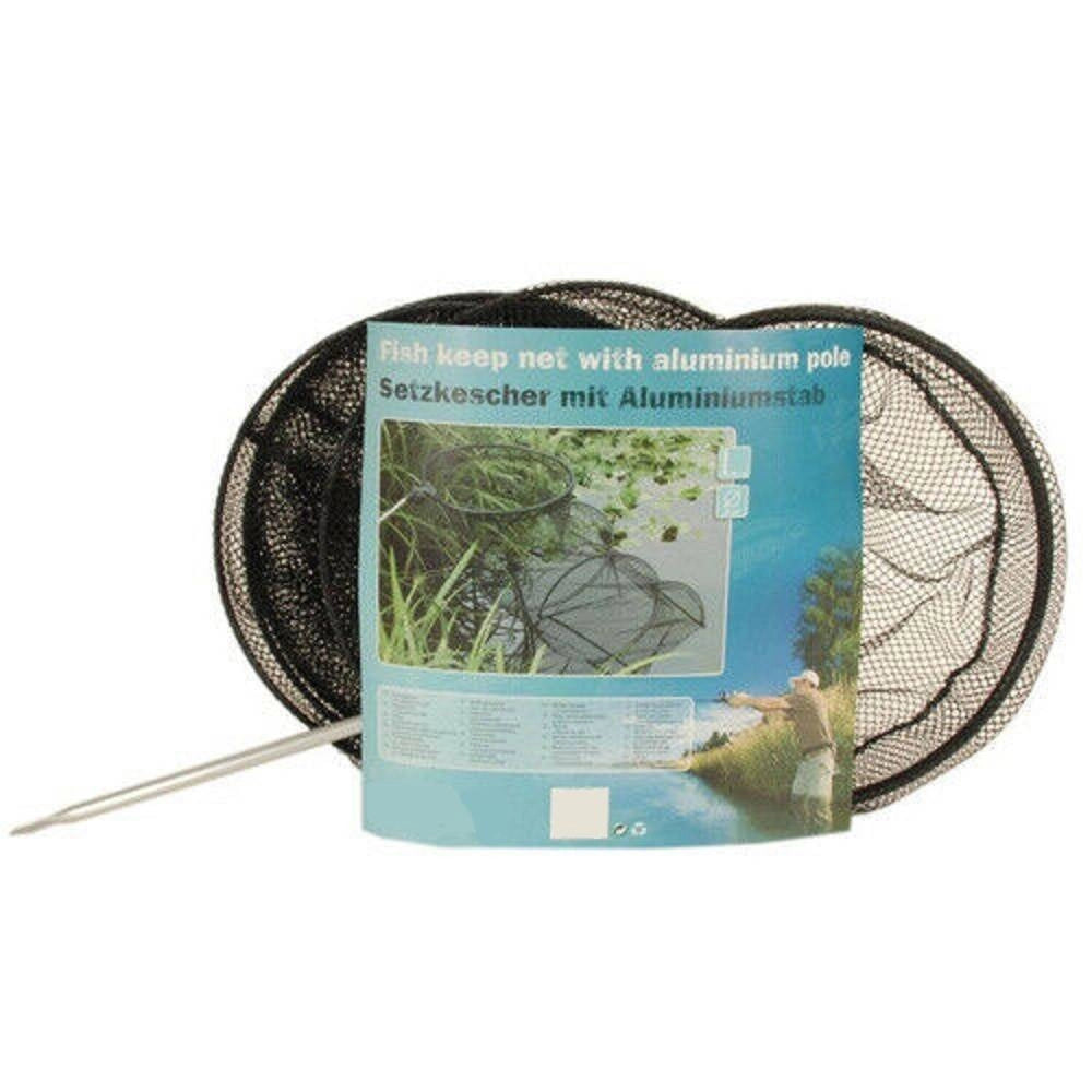 Trade Shop - Rete Da Pesca Con Palo Alluminio Pesci Gamberi 36x140 Cm Kit Mare Lago Fiume -
