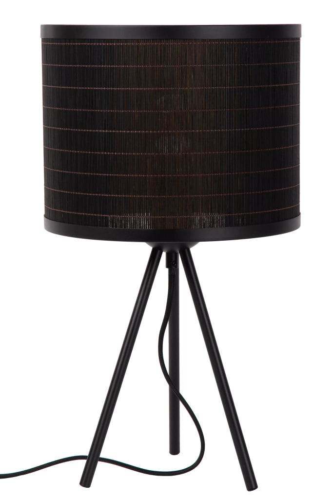 Lampada da tavolo nera paralume rattan E27 Tagalog Lucide