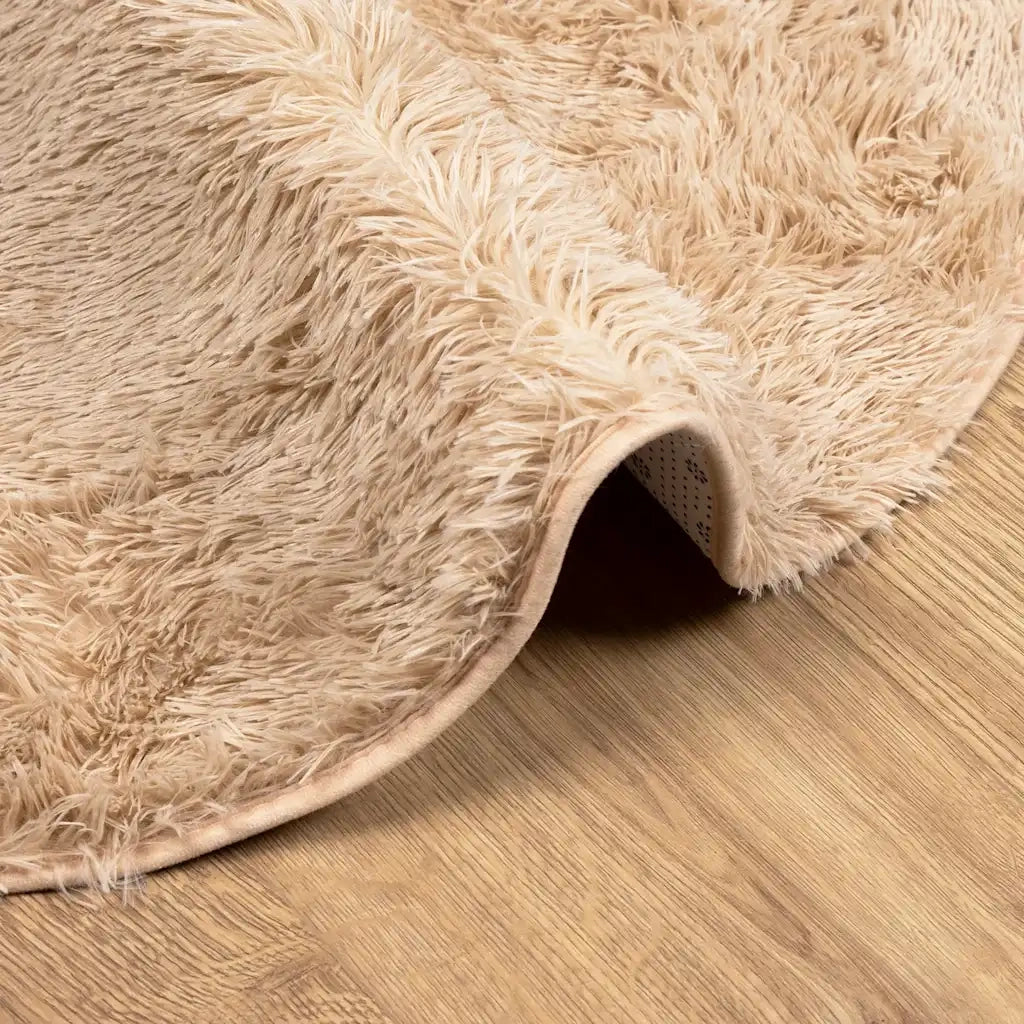 Tappeto Shaggy a Pelo Lungo NAVARRA Beige 100x100 cm poliestere 4102893