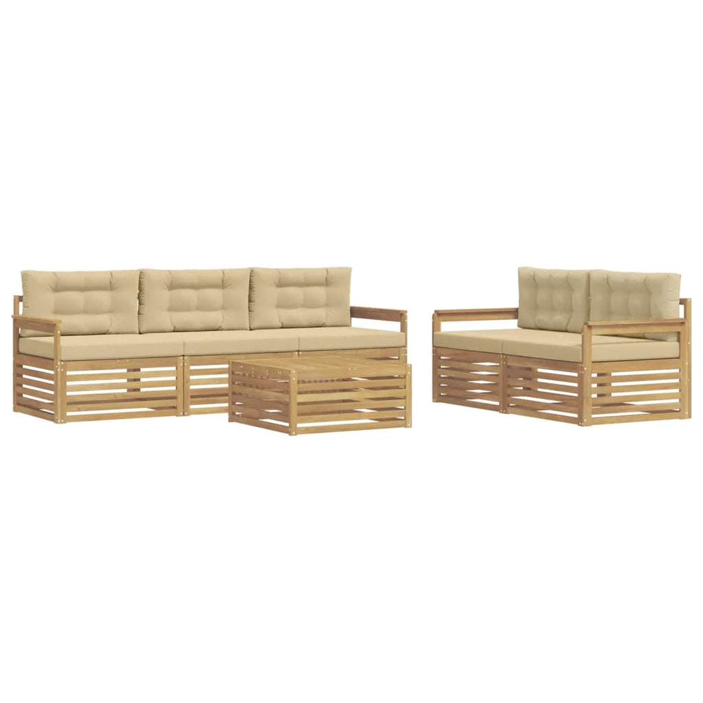 Set di divani da esterno 6 pcs Bianco e Beige 3390033
