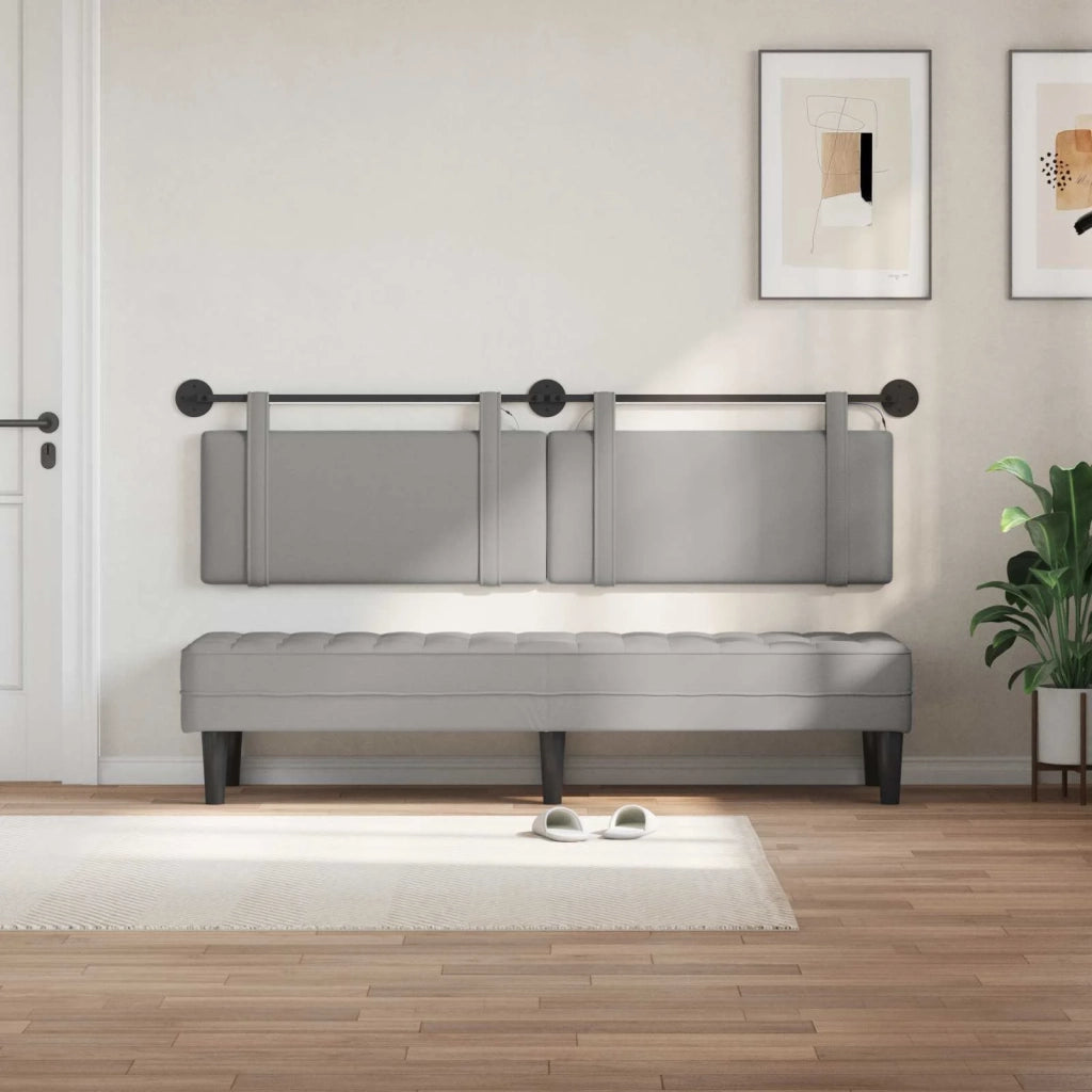 Testiera sospesa Con luce LED Grigio Nuvola Tessuto 3423996