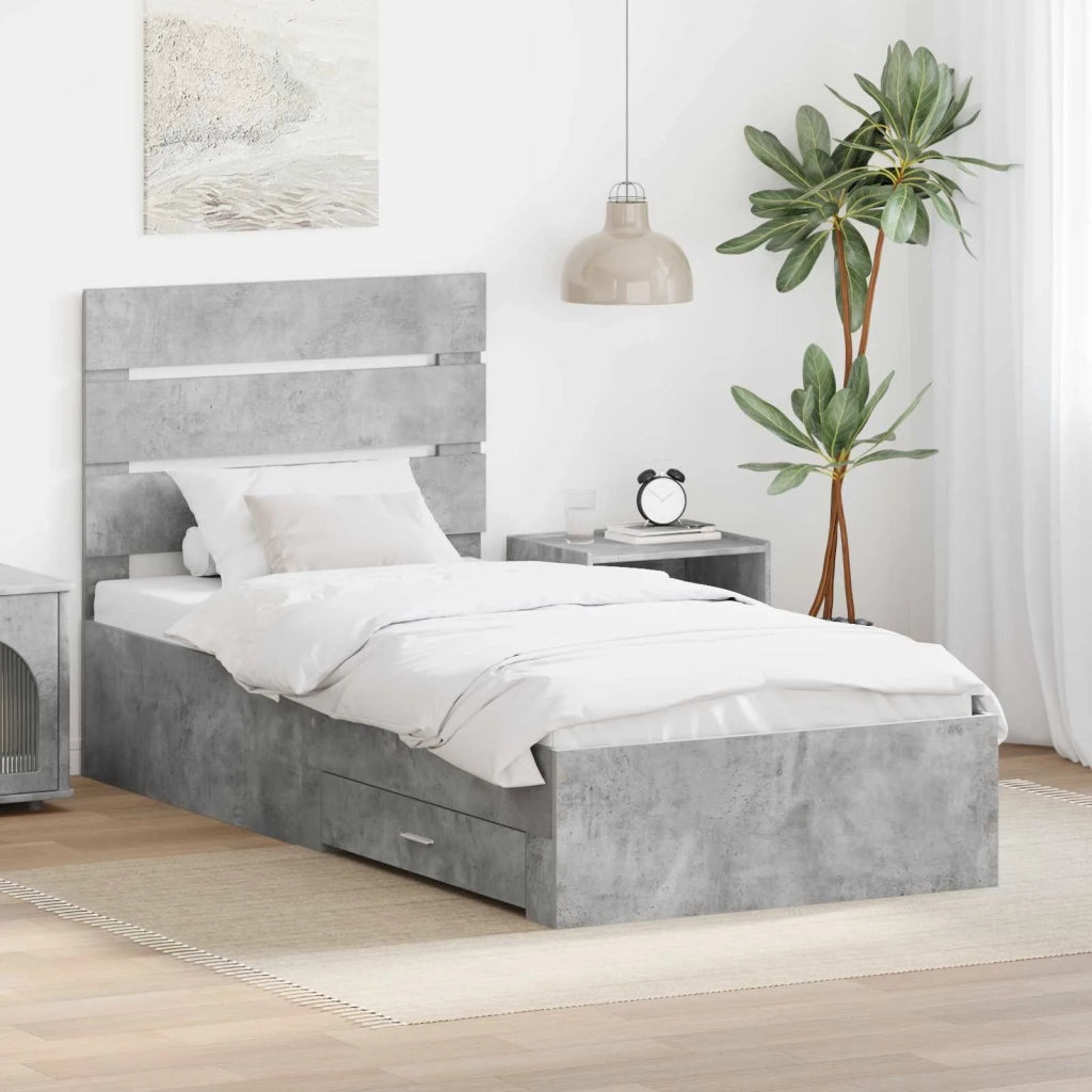 Struttura del letto con cassetto Grigio cemento 90 x 190 cm 3412023