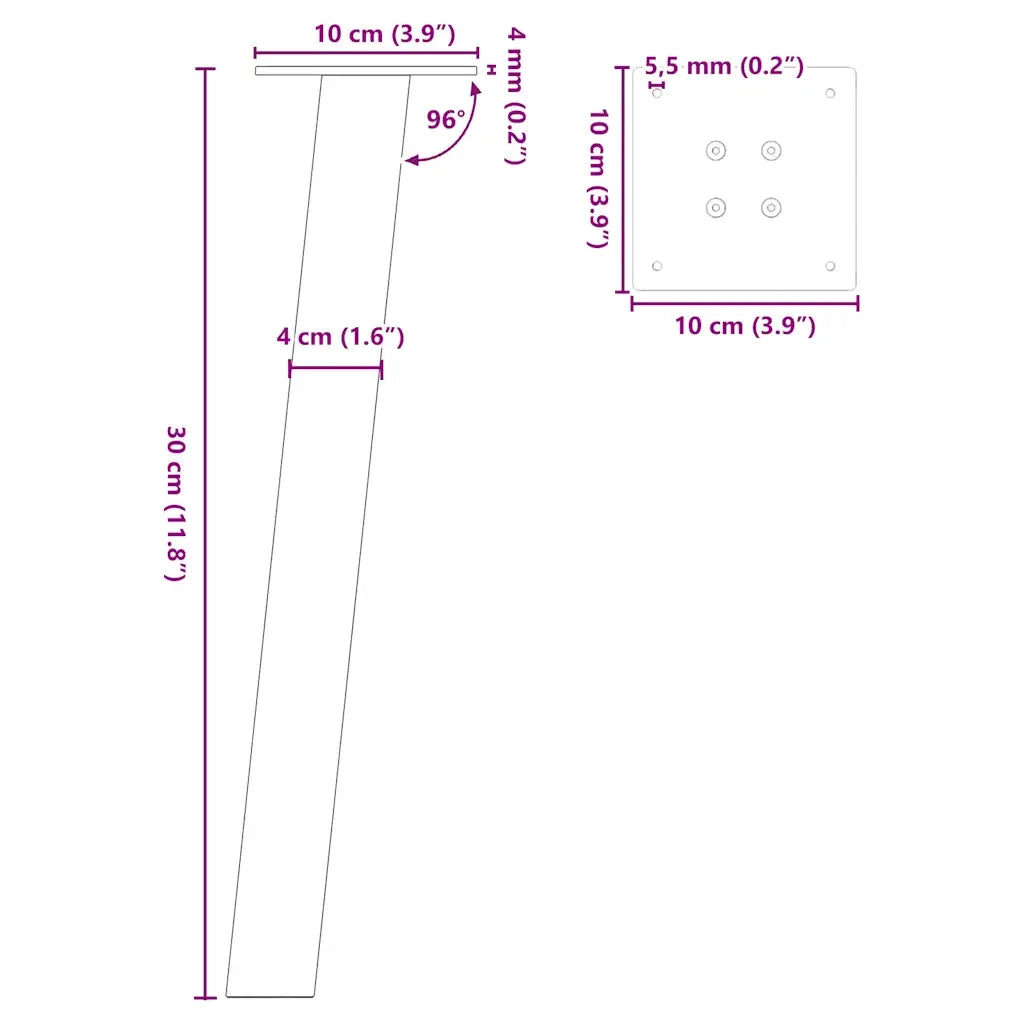 Gambe per tavolino da caffè 4 pz Bianche 30 cm Acciaio 4012485
