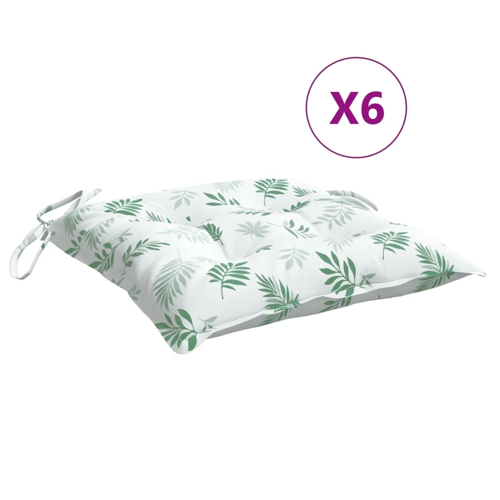 Cuscini per Sedia 6 pz a Foglie 50x50x7 cm Tessuto Oxford 361554