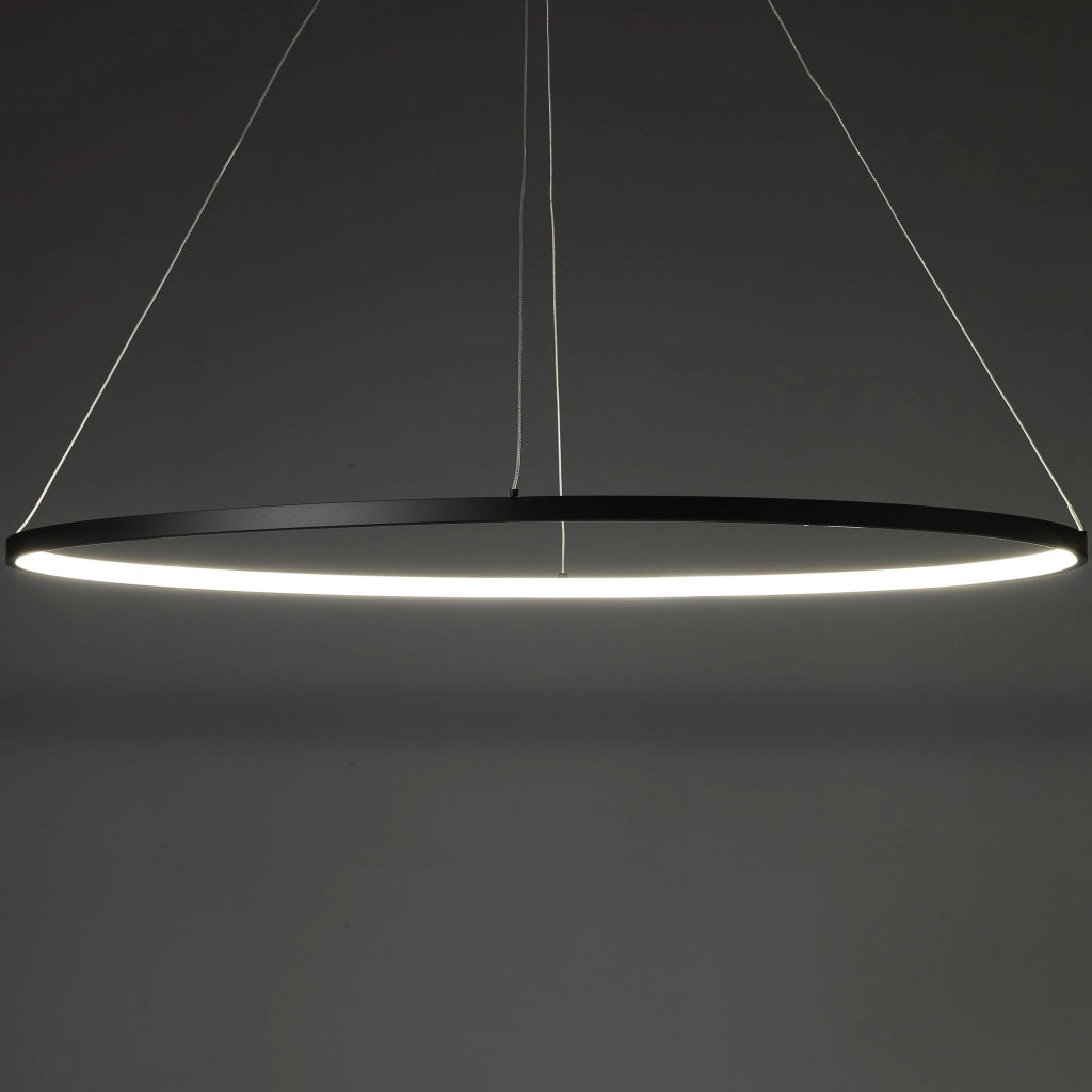 Lampadario ad anello in allumino nero opaco cm. H.92 x Ø.60/100