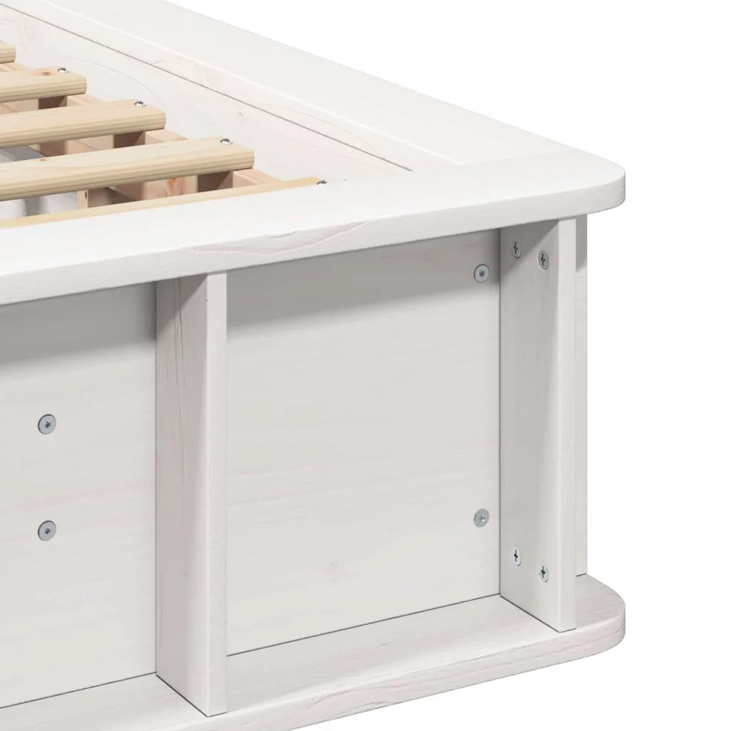 Letto singolo | Letto per adulti | Struttura del letto Bianco 100 x 200 cm Pino massello