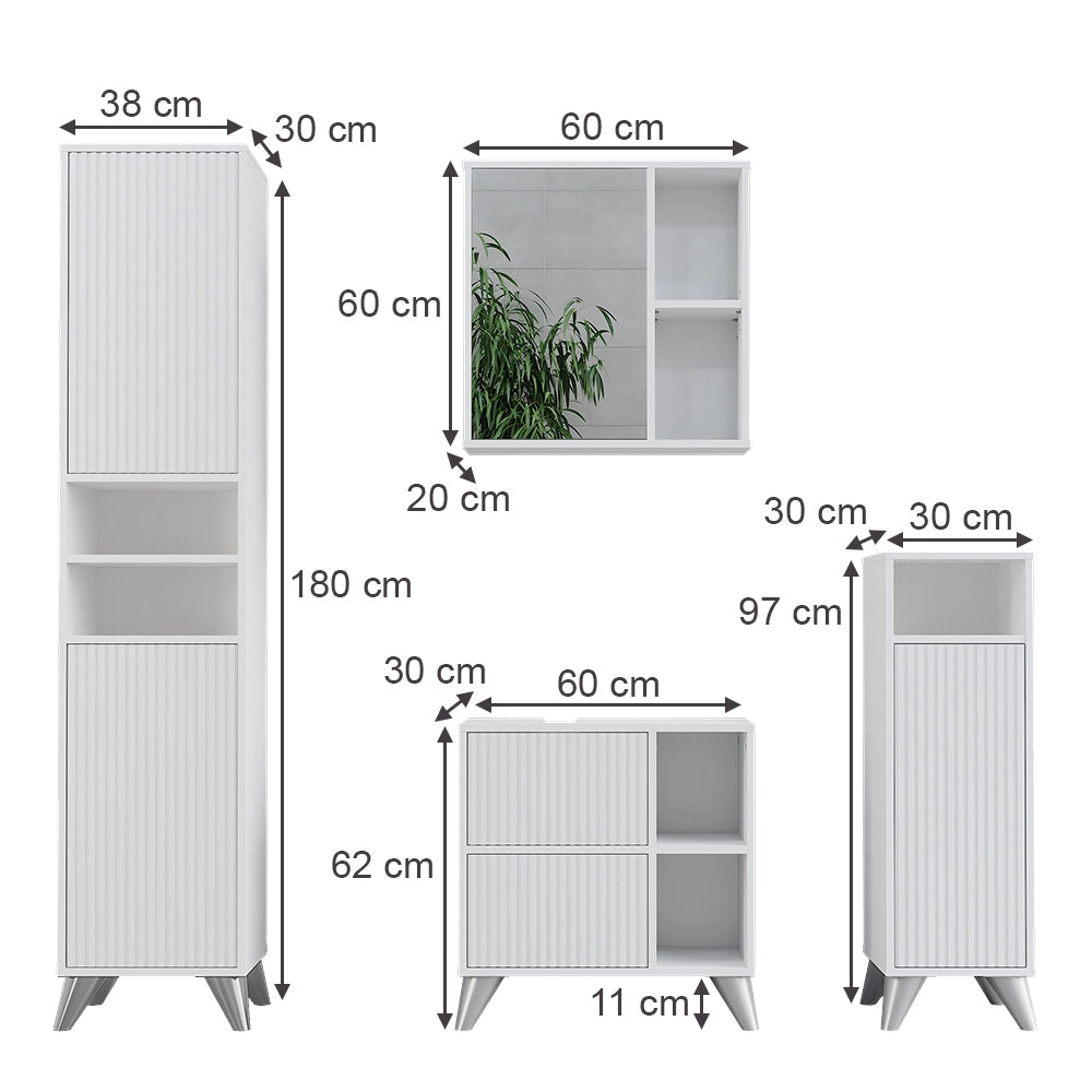 Vicco Set di mobili da bagno Bianco Set di 4 pezzi