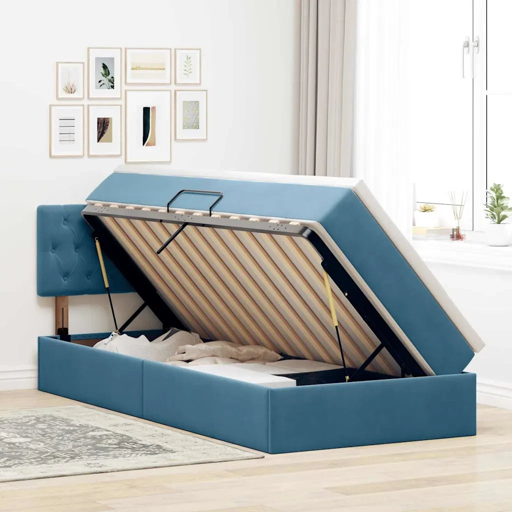 Letto con Contenitore Blu Scuro 90 x 200 cm Velluto 3370795