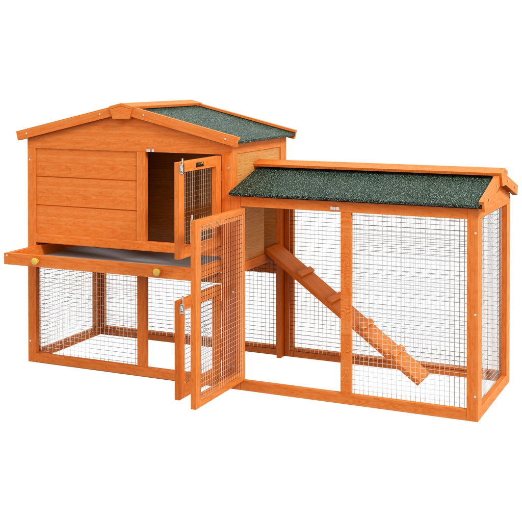 Gabbia per Conigli da Esterno ¨C Xylo ¨C Legno Naturale con Tetto 150x45x85 cm