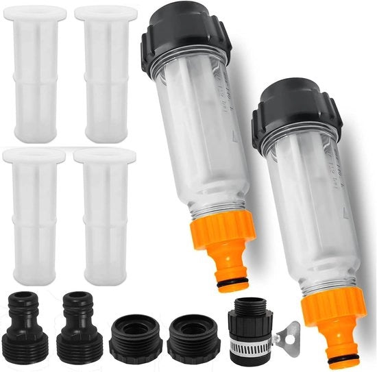 Set di tubi per irrigazione 2 pezzi - filtro per acqua - pompa per giardino - aspiratore ad alta pressione - irrigazione esterna - design a doppio guscio - filtro per tubi per giardino