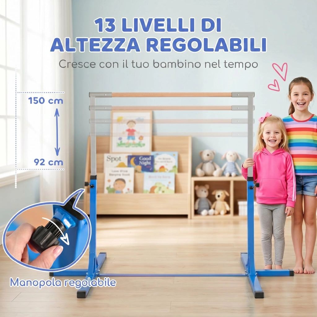 Sbarra per Ginnastica Regolabile in Altezza ¨C Minimal ¨C Blu 92-150 cm