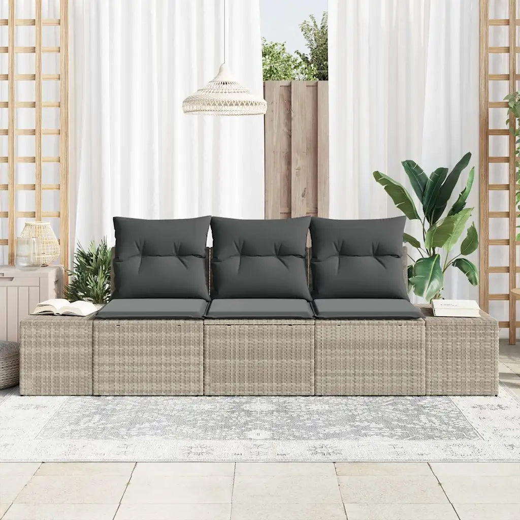 Set Divano da Giardino 3 pcs Grigio chiaro polyrattan 3355591