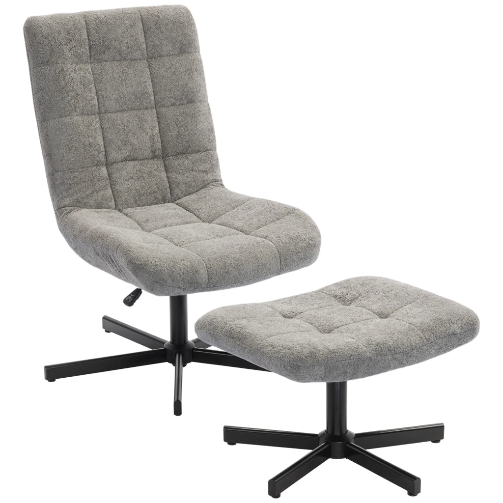 Poltrona Relax Reclinabile 4 Livelli ¨C Xylo ¨C Tessuto Effetto Velluto Grigio con Poggiapiedi, 66x80x93-104 cm