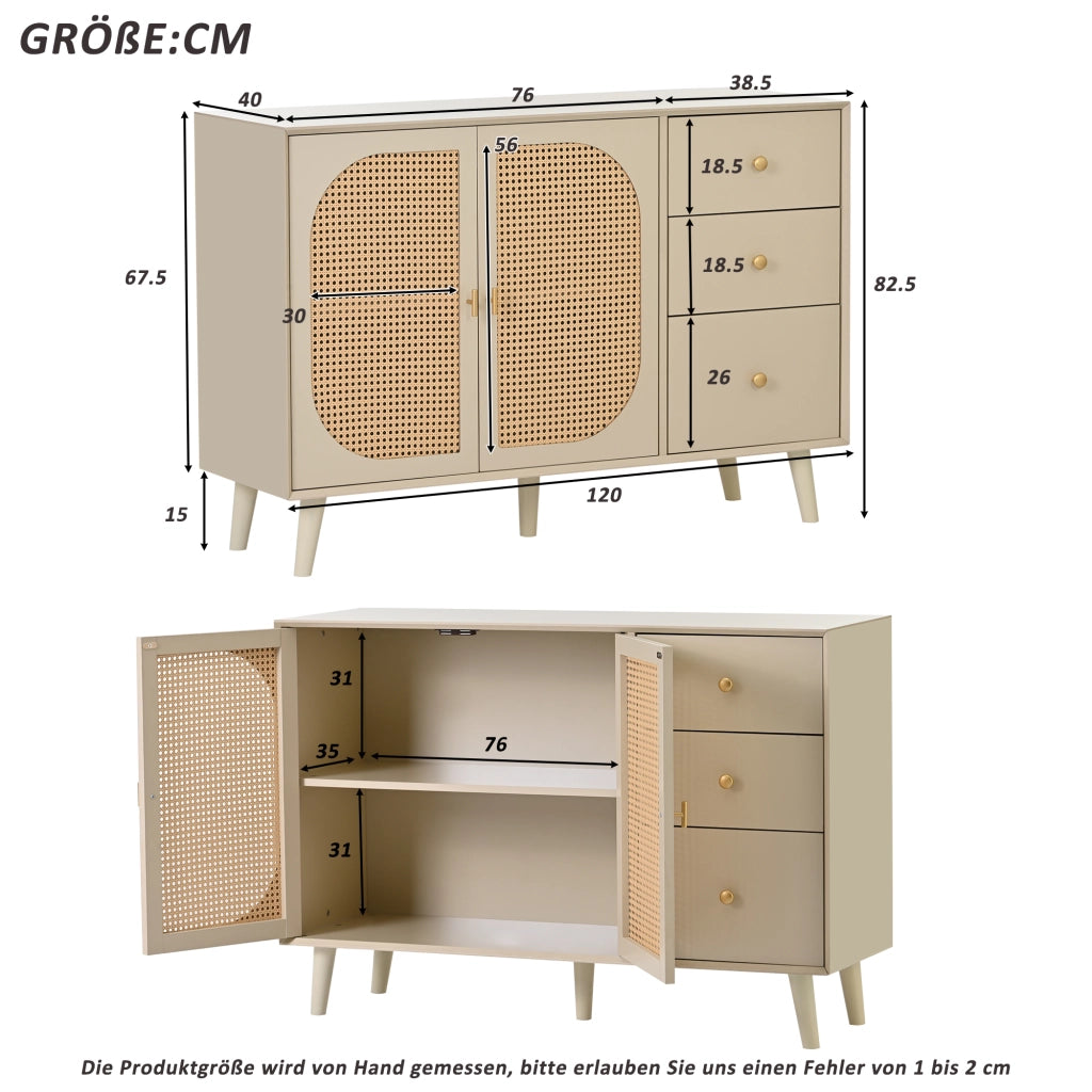 Sideboard/Kommode moderna Off White 120 x 82,5 x 40 cm con 2 ante e 3 cassetti