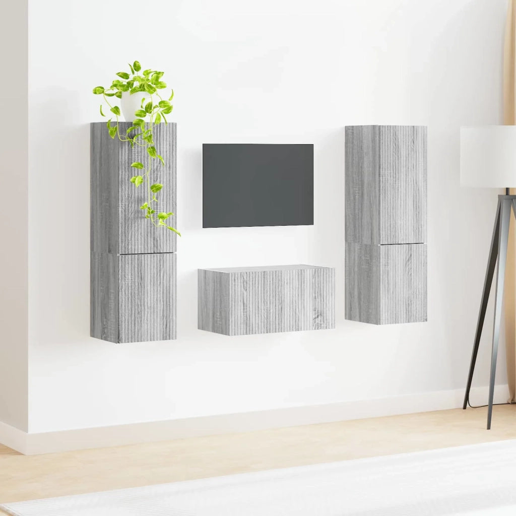 Set mobile TV 5 pz | Armadietto TV | Mobile Porta TV Grigio Sonoma Legno multistrato