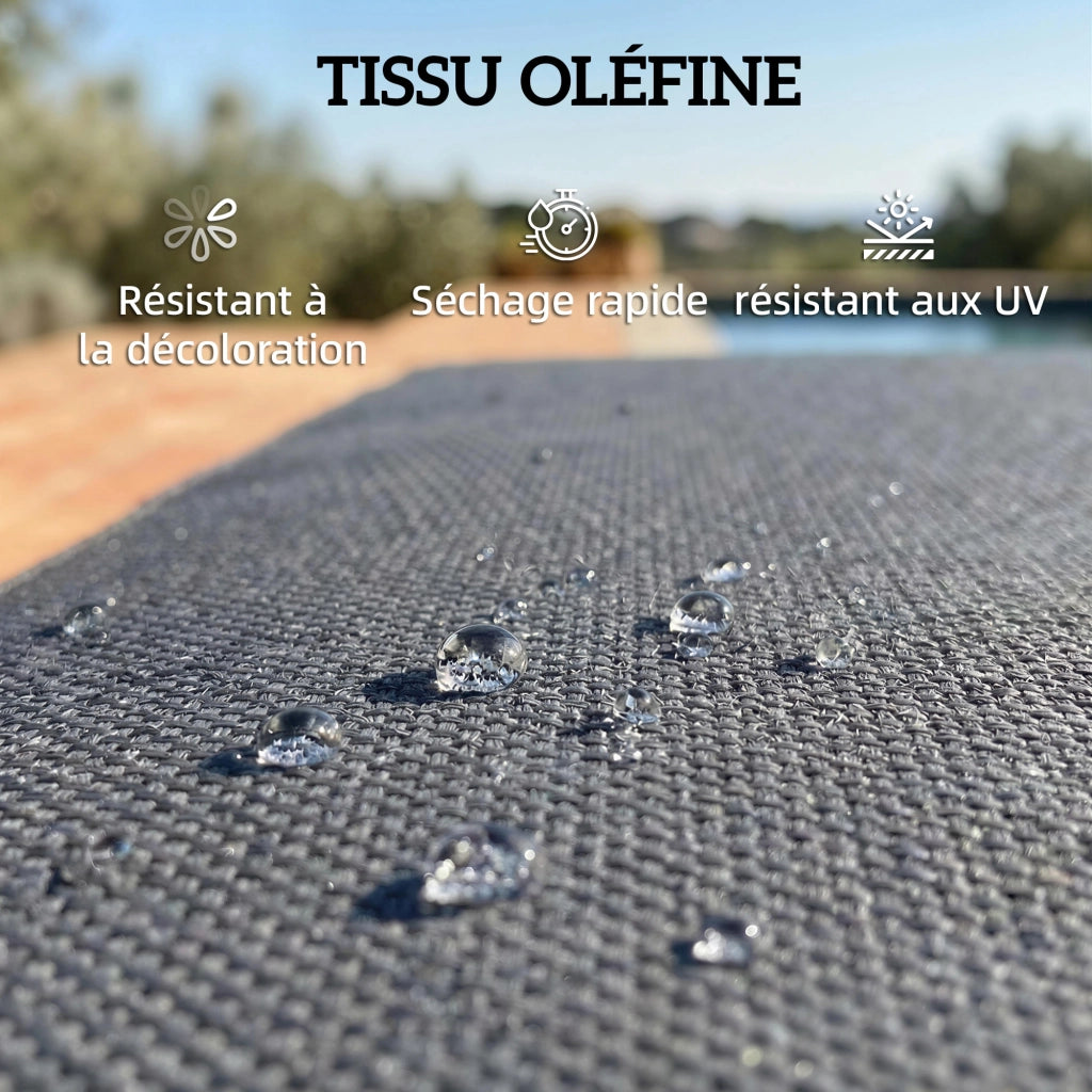 Lettino Prendisole da Giardino ¨C Xylo ¨C con Cuscini e Ripiano Laterale Metallo Grigio 58x137x75cm