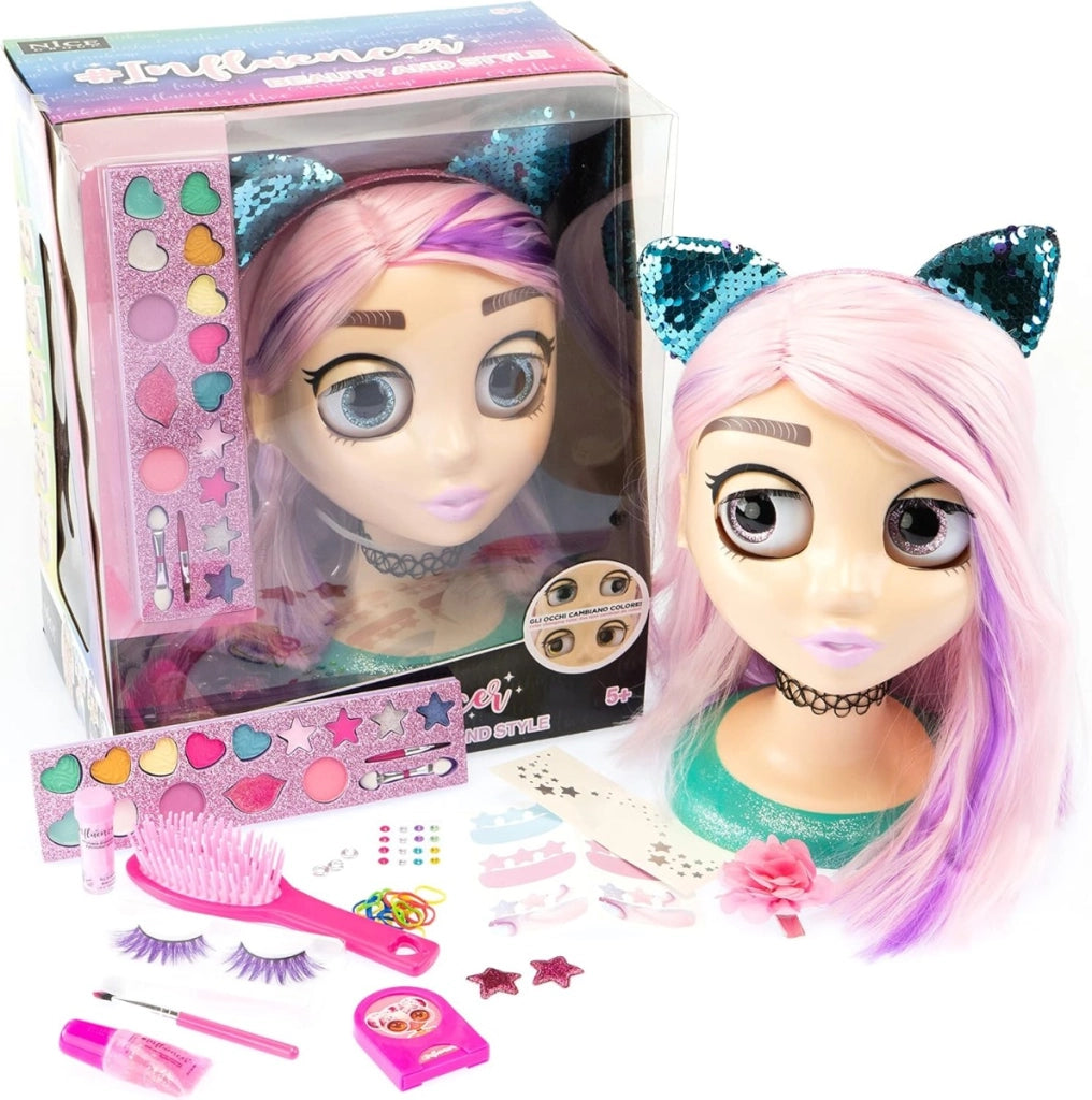 Testa da Truccare e Pettinare con Occhi Cambiacolore influencer beauty and style Influencer Make Up Doll