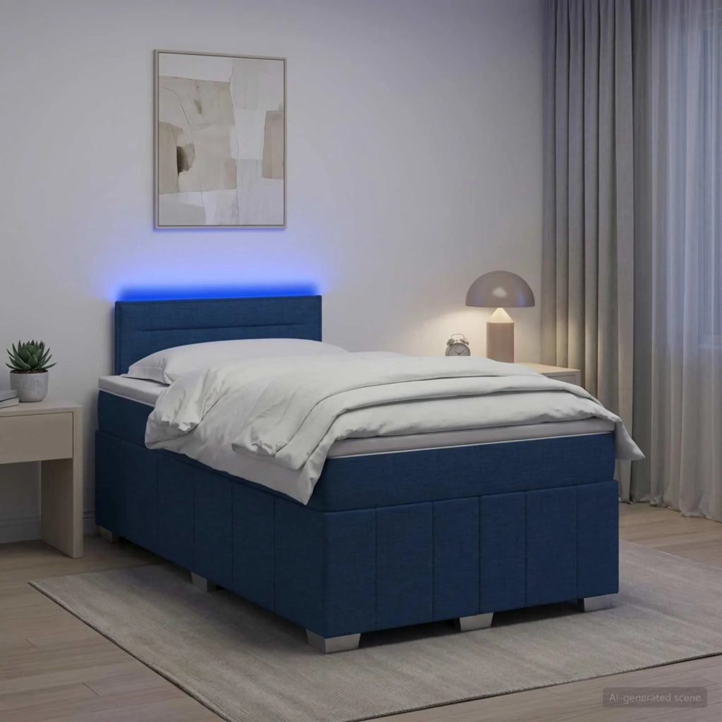 Letto box spring con materasso Blu 120 x 190 cm Tessuto 3452627