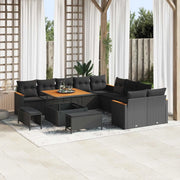Set Divano da Giardino con cuscino 13 pcs Nero polyrattan