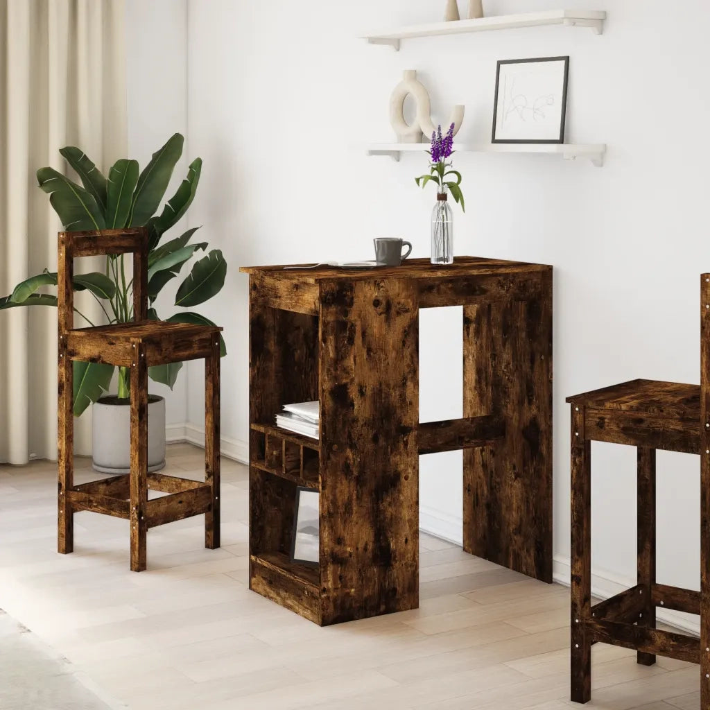 Tavolo Bar con Rastrelliera Rovere 90x47,5x103,5 cm Multistrato