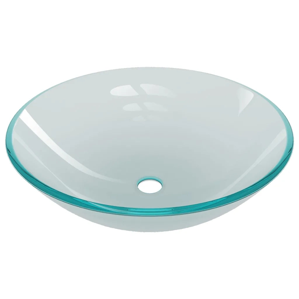 Lavandino con Rubinetto e Piletta-Lavabo-Lavello in Vetro Temperato Satinato 950467