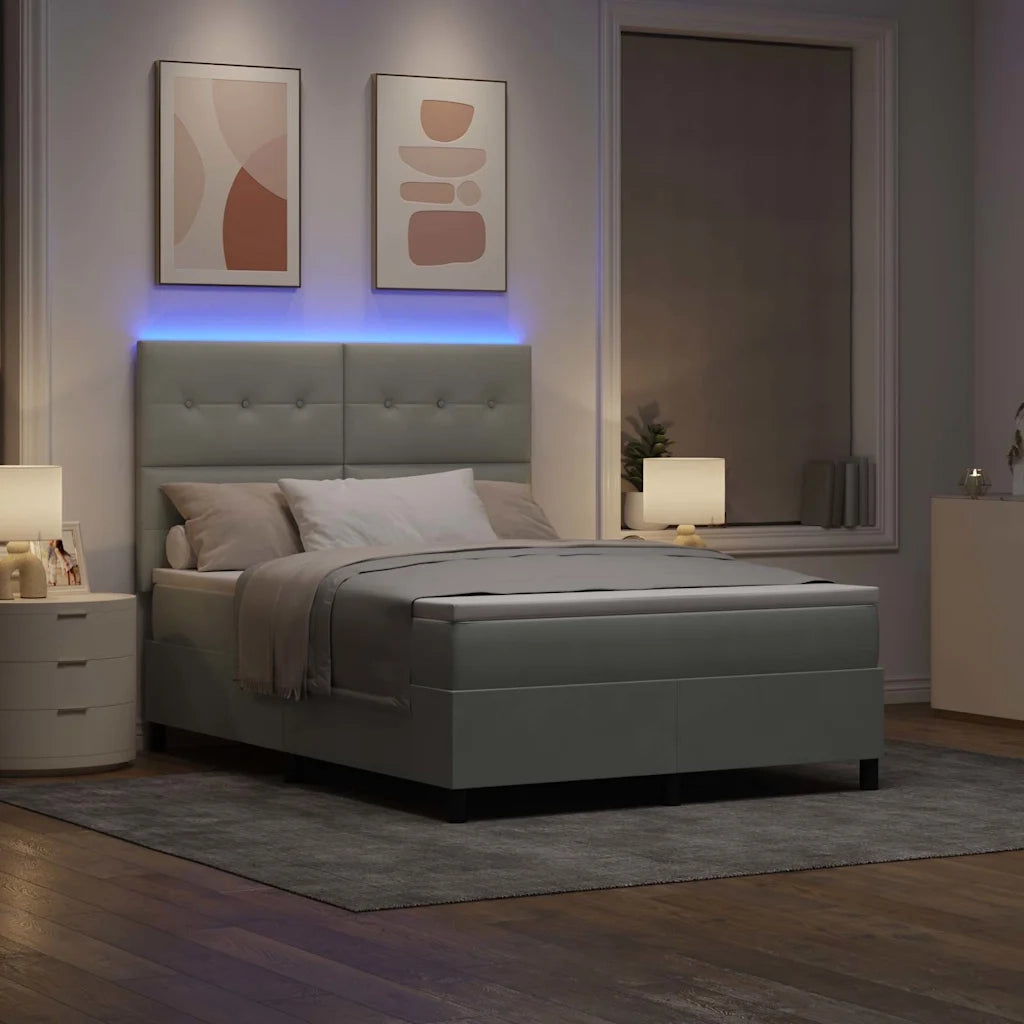 Letto a Sorgente LED Grigio chiaro 160 x 200 cm Velluto 3343322