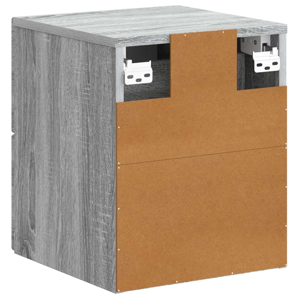 Comodino | Armadio da Notte | Mobiletto da notte a muro Grigio Sonoma 34,5 x 33 x 40 cm