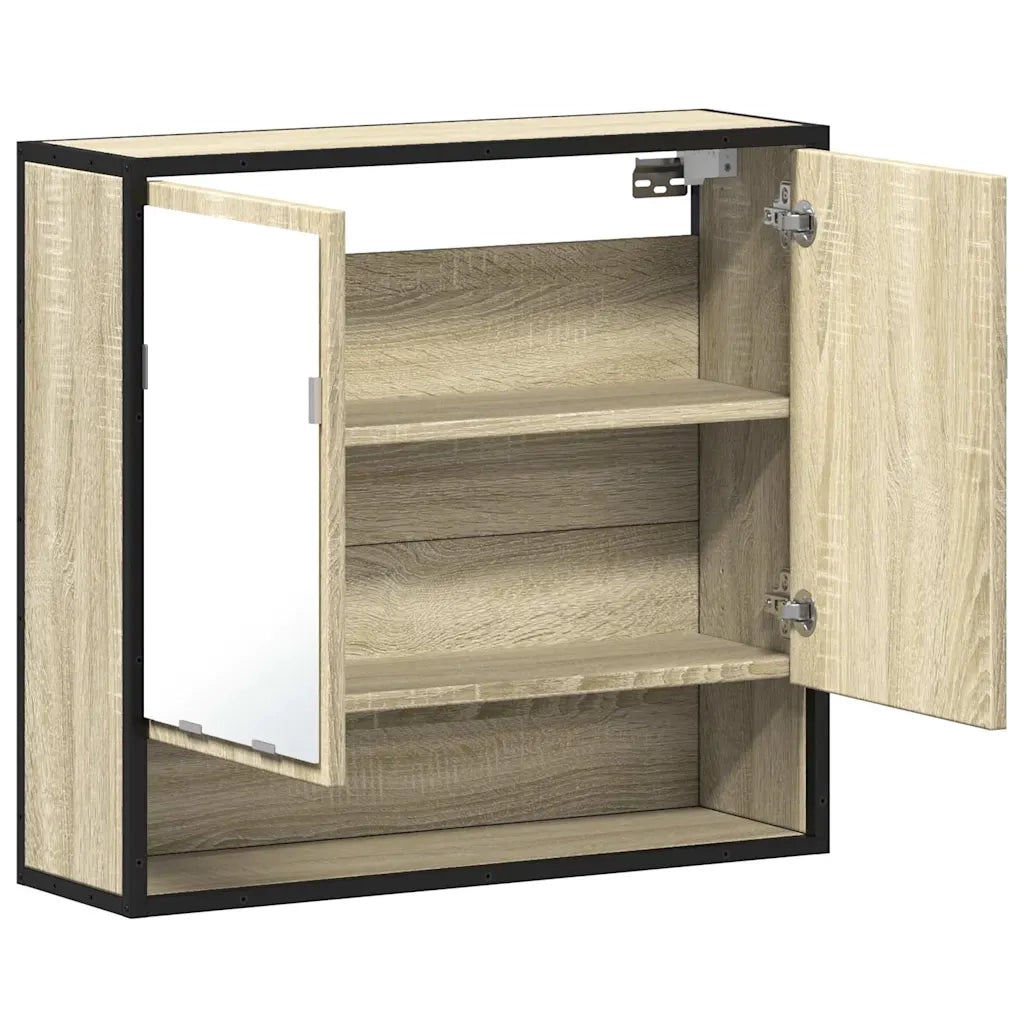 Mobiletto con specchio per bagno-Armadietto a Specchio da Bagno in rovere Sonoma 65x20x60 cm in legno ingegnerizzato 453562