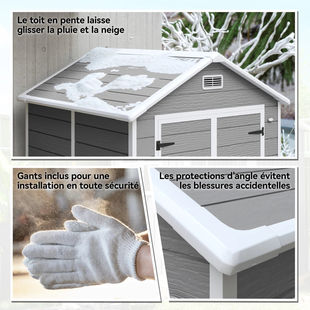 Casetta da giardino in resina ¨C Xylo ¨C 2,7 m2 grigio con pavimento 240x190x228 cm