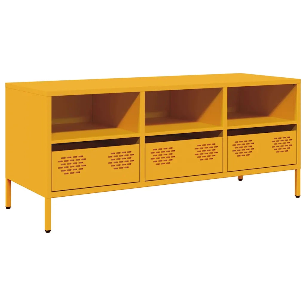 Mobile TV-Credenza TV-Console TV Giallo Senape 101,5x39x43,5 cm in Acciaio 538347